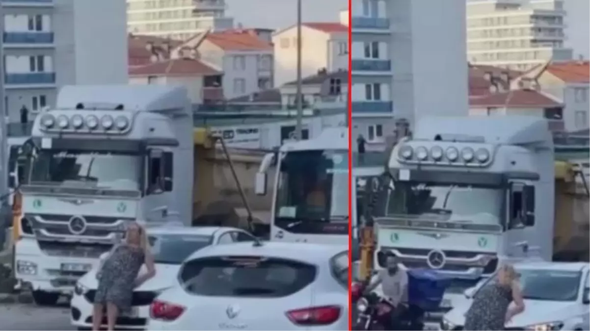 Esenyurt'ta yolun ortasında durup araçların önünü kesen kadın, polis aracına saldırdı