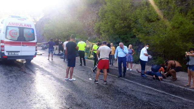 Marmaris'te safari aracının devrildiği feci kazadan ilk görüntüler