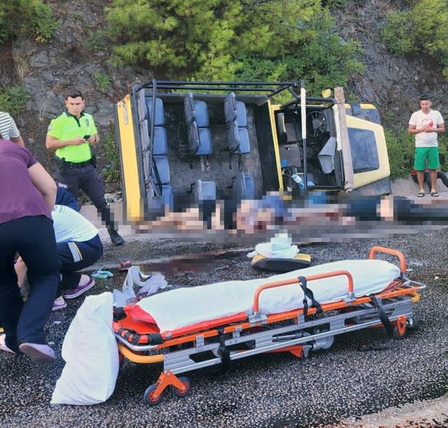 Marmaris'te safari aracının devrildiği feci kazadan ilk görüntüler
