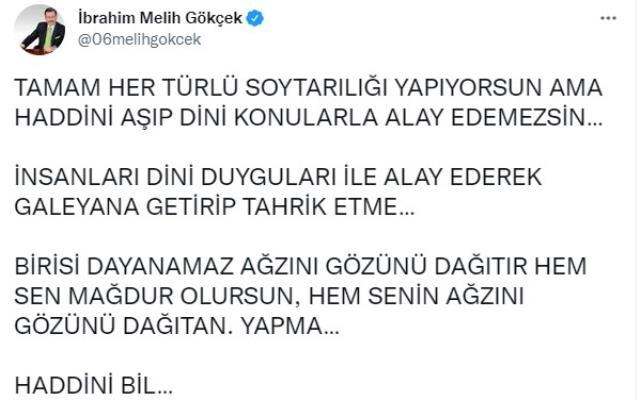 'Abdest' polemiği büyüyor! Şahan Gökbakar'ın paylaşımına Melih Gökçek'ten sert yanıt: Biri dayanamayıp ağzını yüzünü dağıtır