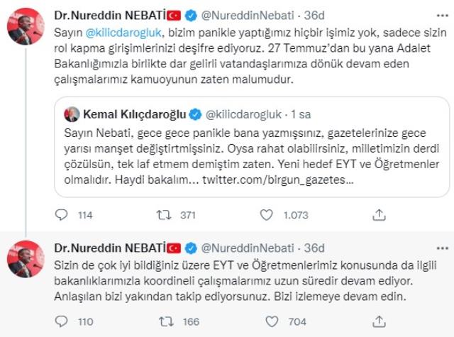 Bakan Nebati'den Kılıçdaroğlu'na yanıt gecikmedi: Bizi yakından takip ediyorsunuz, izlemeye devam edin Bakan Nebati'den Kılıçdaroğlu'na yanıt gecikmedi: Bizi yakından takip ediyorsunuz, izlemeye devam edin