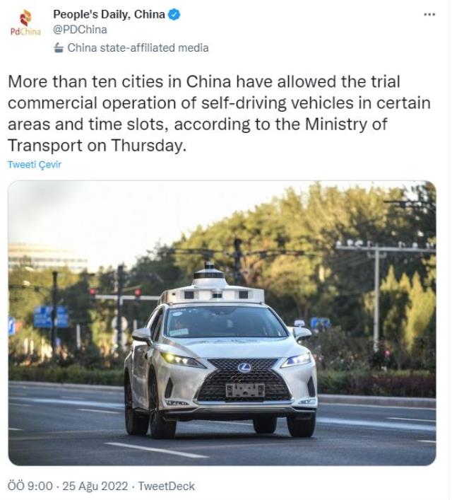 Bakanlıktan izin çıktı! Çin, sürücüsüz taksi döneminde