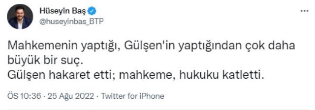 Gülşen'in tutuklanmasına bir yorum da Hüseyin Baş'tan geldi: Mahkeme hukuku katletti Gülşen'in tutuklanmasına bir yorum da Hüseyin Baş'tan geldi: Mahkeme hukuku katletti