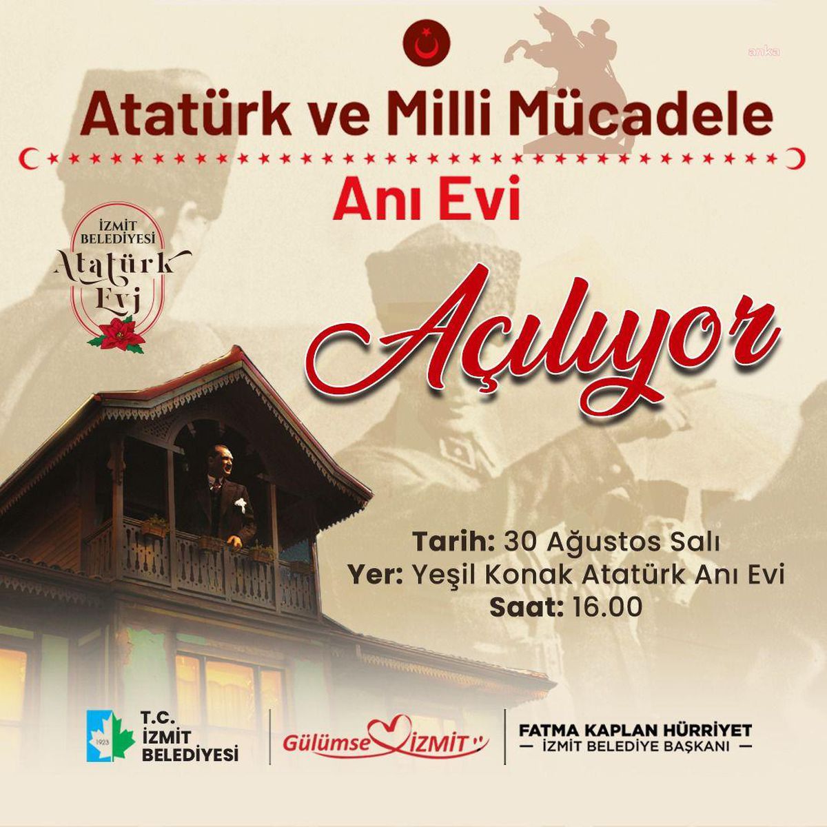 Atatürk ve Milli Mücadele Anı Evi Büyük Taarruz \'un 100\'üncü Yılında İzmitlilere Kapısını Açıyor