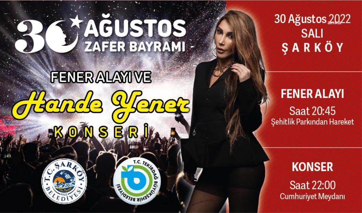Tekirdağ Büyükşehir\'den 30 Ağustos Zafer Bayramı İçin Hande Yener Konseri