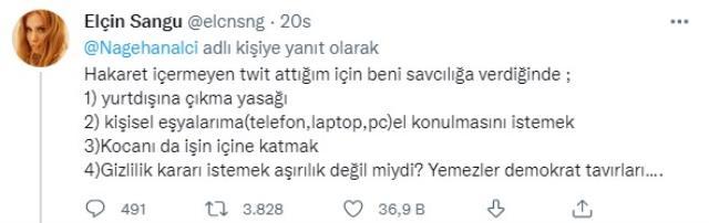Elçin Sangu'dan 'Gülşen'in tutuklanması hukuk cinayeti' diyen Nagehan Alçı'ya tepki: Yemezler demokrat tavırlar