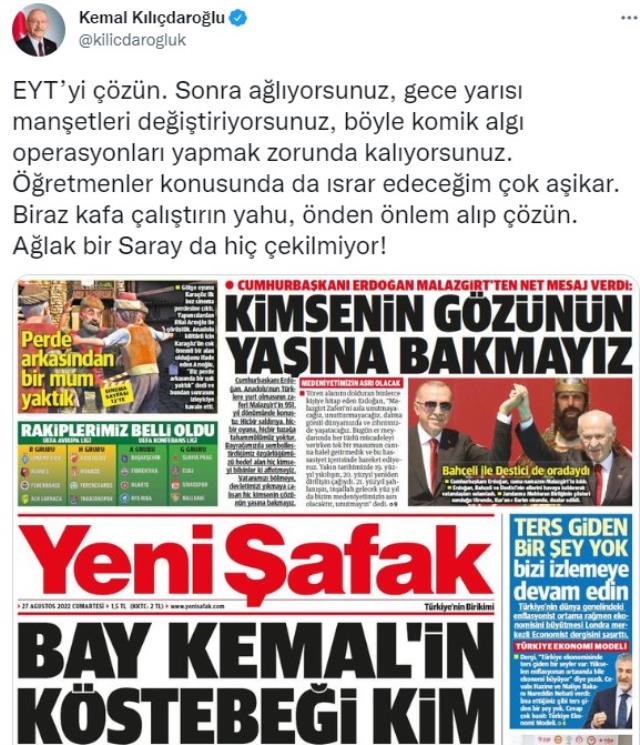 Kılıçdaroğlu: 'Biraz Kafa Çalıştırın Yahu, Önden Önlem Alıp Çözün. Ağlak Bir Saray da Hiç Çekilmiyor Kılıçdaroğlu: 'Biraz Kafa Çalıştırın Yahu, Önden Önlem Alıp Çözün. Ağlak Bir Saray da Hiç Çekilmiyor