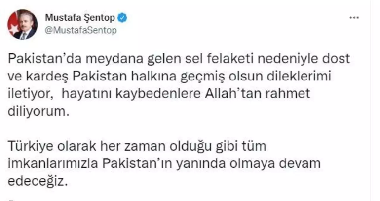 TBMM Başkanı Şentop: Türkiye olarak Pakistan'ın yanında olmaya devam edeceğiz