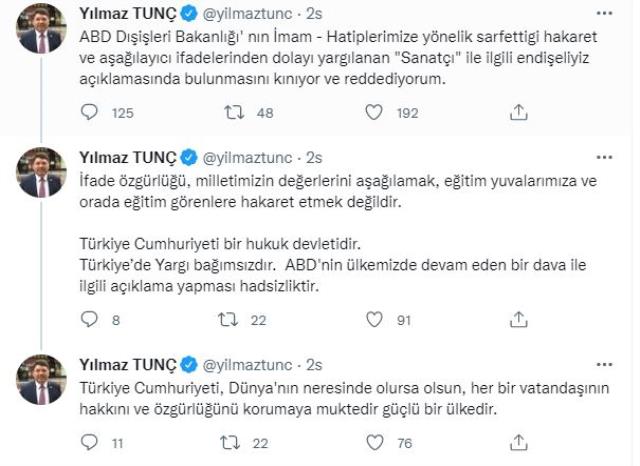 ABD'nin Gülşen açıklamasına AK Parti'den jet yanıt: Hadsizlik ABD'nin Gülşen açıklamasına AK Parti'den jet yanıt: Hadsizlik