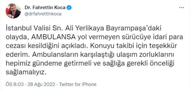 Son Dakika | Bayrampaşa'da ambulansa yol vermeyen minibüs şoförüne ceza Son Dakika | Bayrampaşa'da ambulansa yol vermeyen minibüs şoförüne ceza