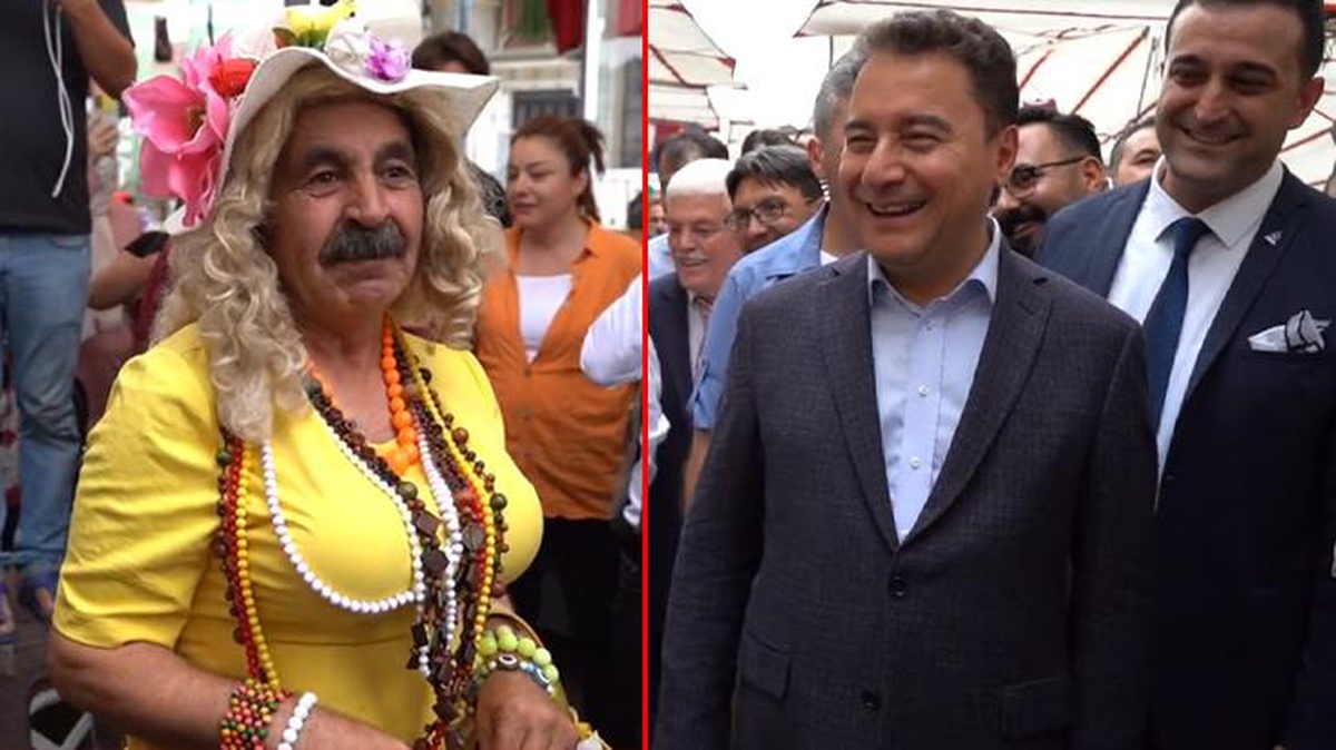 DEVA Partisi lideri Babacan ile "Bıyıklı Dudu Abla"nın pazarda karşılaştığı anlar sosyal medyada gündem oldu