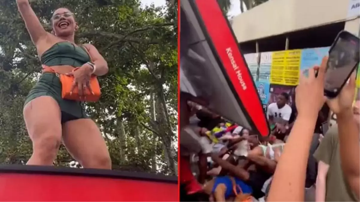 Eğlencenin zirve yaptığı festivalde korkunç anlar! Üzerinde dans edilen otobüs durağının çökmesi sonrası altta kalanlar ezildi