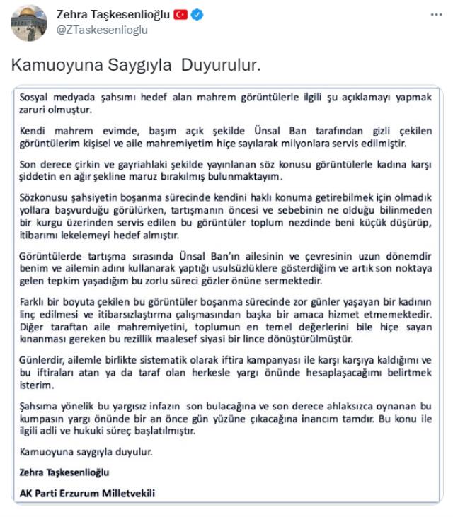 Sedat Peker'in rüşvet iddiaları sonrası AK Parti Erzurum Milletvekili Zehra Taşkesenlioğlu'ndan ilk açıklama