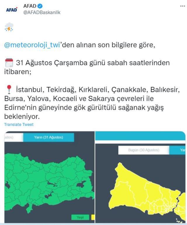AFAD'dan 10 ile kuvvetli yağış uyarısı! Tarih bile belli AFAD'dan 10 ile kuvvetli yağış uyarısı! Tarih bile belli