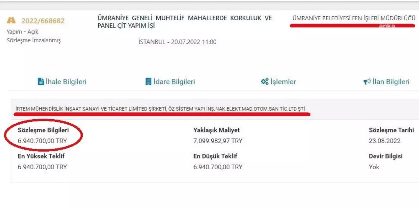 AKP\'li Ümraniye Belediyesi\'nin Korkuluk İhalesini Üçüncü Kez Eski AKP İlçe Başkanı Aldı