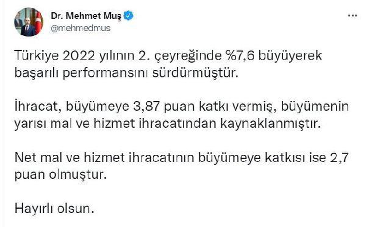 Ticaret Bakanı Muş, büyüme rakamlarını değerlendirdi Açıklaması