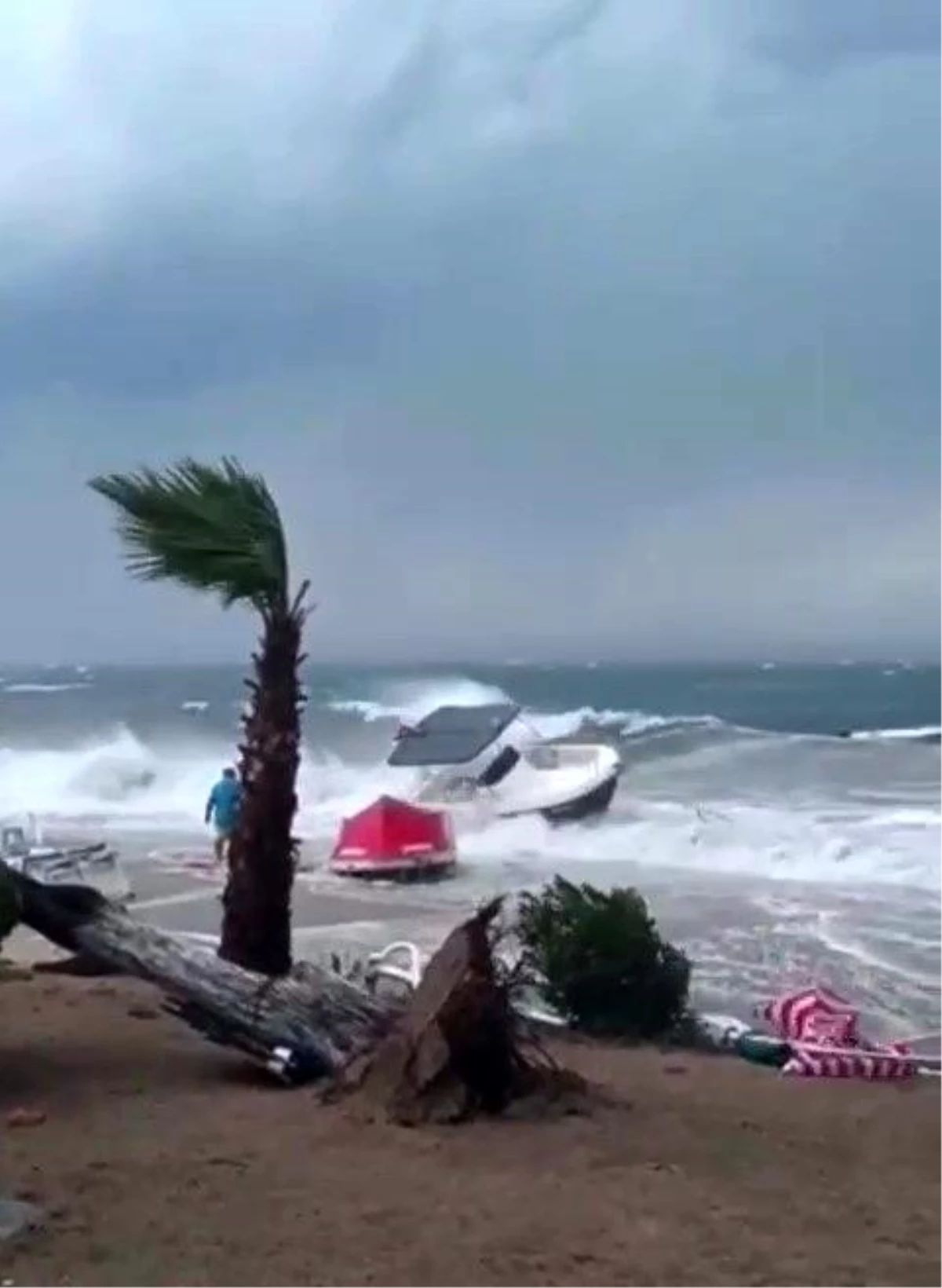 Fırtına Avşa Adası\'nda teknelere zarar verdi