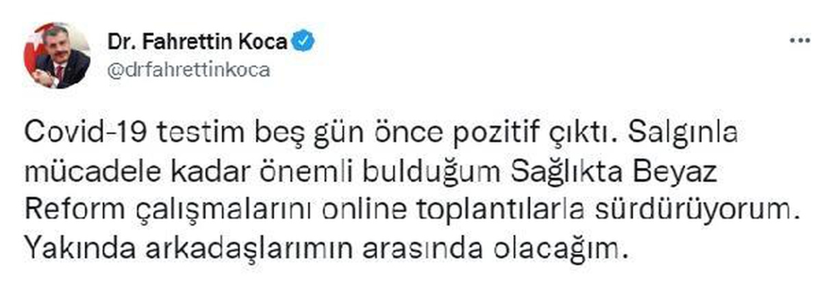 Sağlık Bakanı Koca, Kovid-19\'a yakalandığını duyurdu