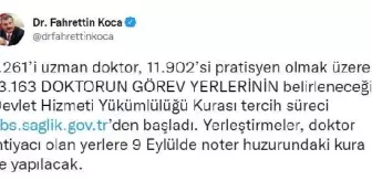 13 bin 163 doktorun DHY tercih süreci başladı