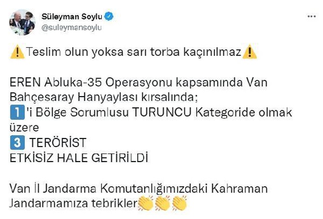 Van'da 1'i turuncu kategoride 3 terörist etkisiz hale getirildi Van'da 1'i turuncu kategoride 3 terörist etkisiz hale getirildi