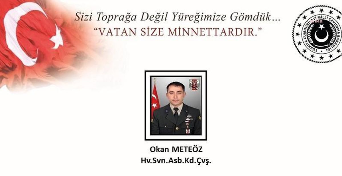 MSB: "Pençe-Kilit operasyonu bölgesinde, 01 Eylül 2022 tarihinde, kahraman silah arkadaşımız Hv.Svn. Asb.Kd.Çvş.
