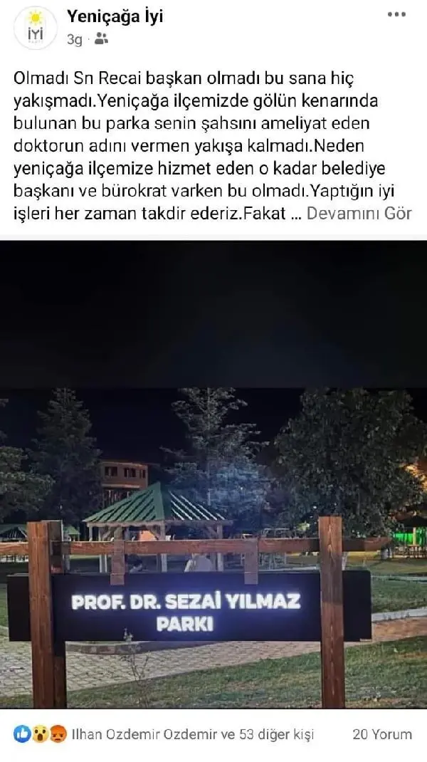 Kendisini ameliyat eden doktorun ismini parka veren belediye başkanına İYİ Parti'den tepki