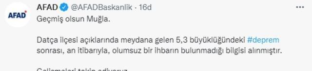 Akdeniz'de 5,3 büyüklüğünde deprem