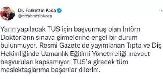 Bakan Koca: İntörn Doktorların sınava girmelerine engel bir durum bulunmuyor