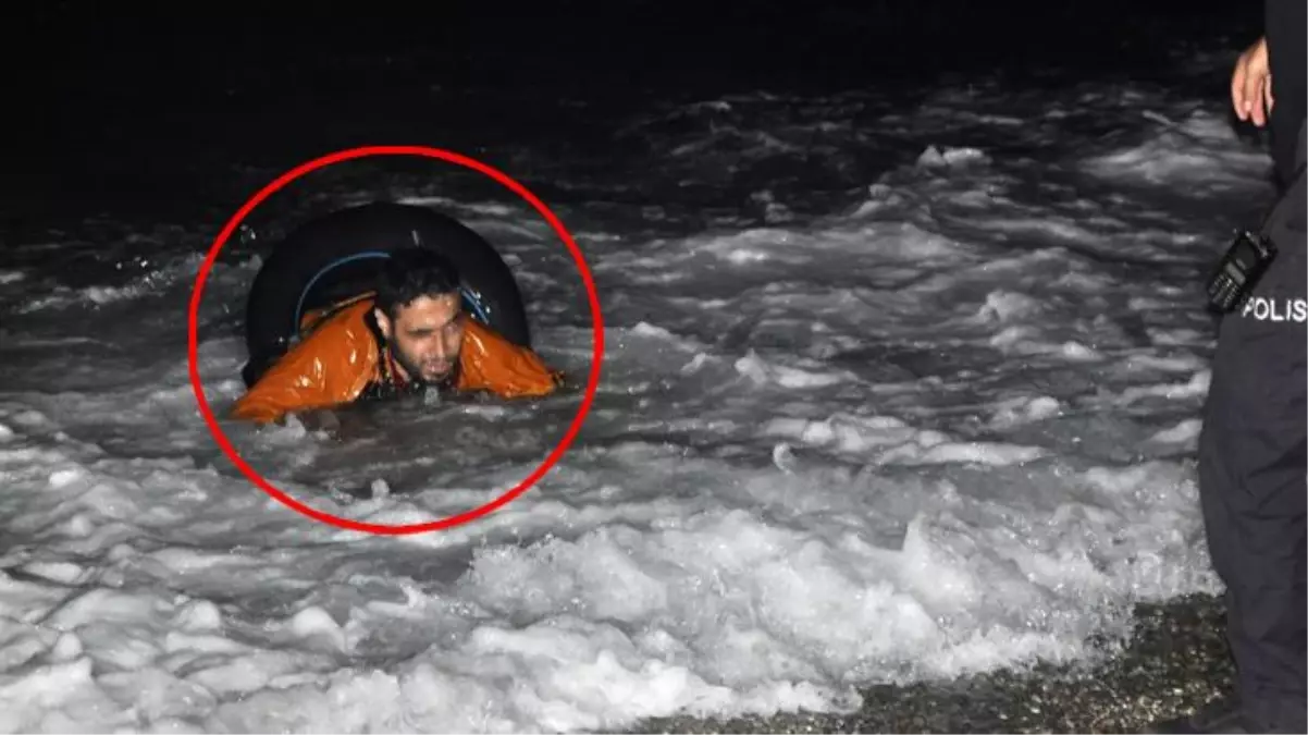 Kıbrıs diye Antalya'ya bırakılan Suriyeli göçmenler, şambrelleriyle kıyıya ulaştıktan sonra yakalandı