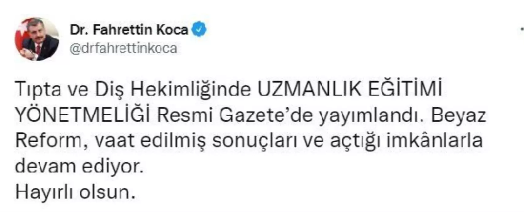 Tıpta ve Diş Hekimliğinde Uzmanlık Eğitimi Yönetmeliği Resmi Gazete'de