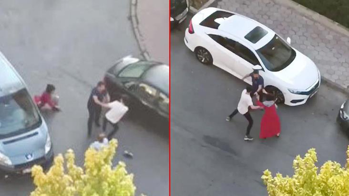 Esenyurt\'ta gözü dönmüş bir şahıs, kendisinden boşanmak isteyen eşini sokak ortasında sopayla dövdü