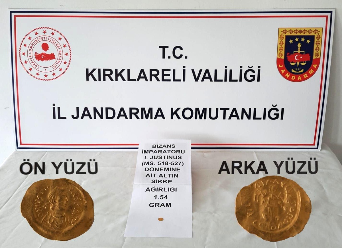 Kırklareli\'nde bir iş yerinde altın sikke ele geçirildi
