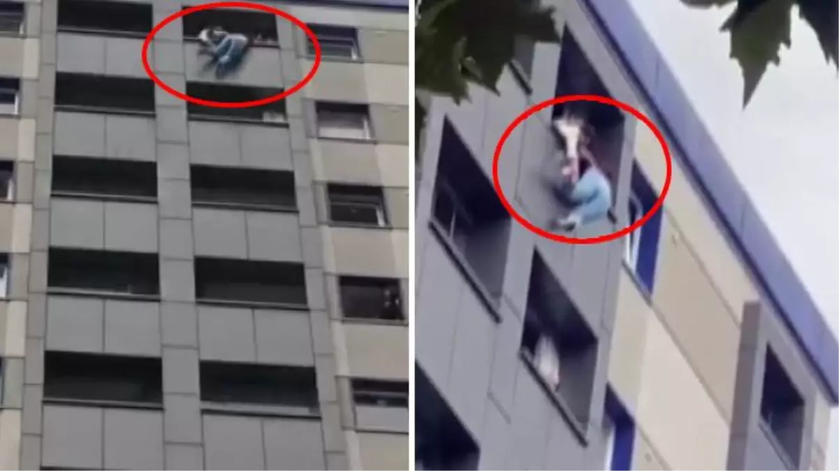 İstanbul\'da dehşet anları! Genç kadın uzun süre balkonda asılı kaldı