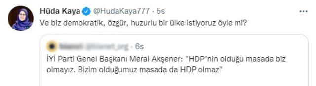 Akşener'in 'Aynı masada olmayız' sözlerine HDP kanadından tek cümlelik yanıt