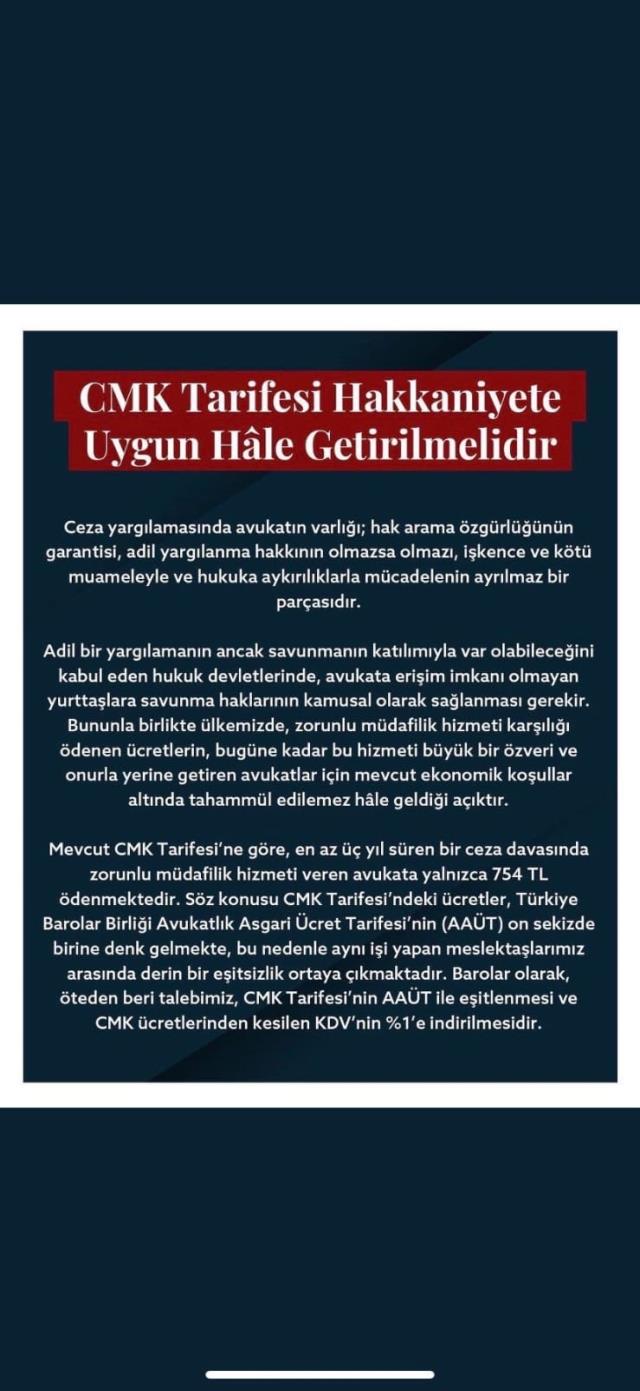 Avukatlar CMK ücretleri için resti çekti! Hizmetler bile durabilir Avukatlar CMK ücretleri için resti çekti! Hizmetler bile durabilir
