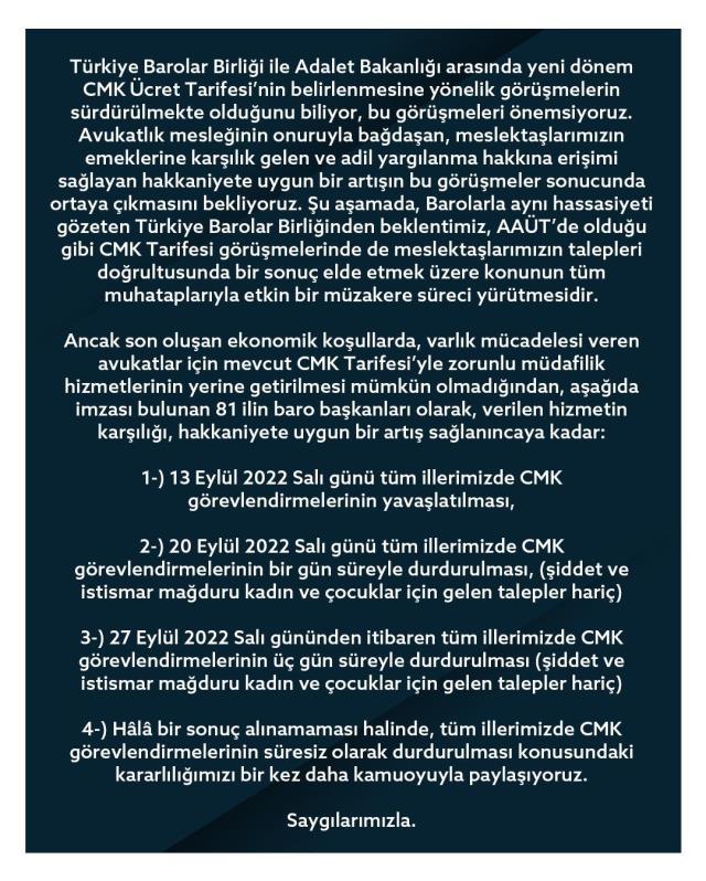 Avukatlar CMK ücretleri için resti çekti! Hizmetler bile durabilir Avukatlar CMK ücretleri için resti çekti! Hizmetler bile durabilir