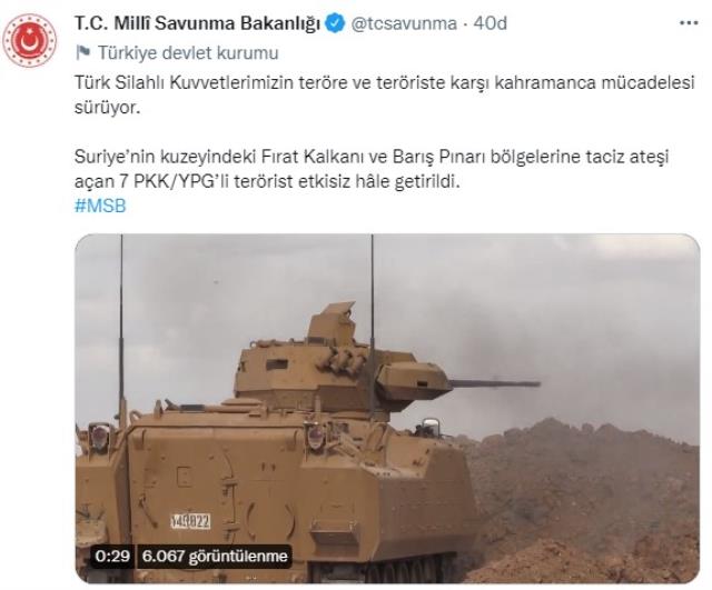 MSB: 7 terörist etkisiz hale getirildi MSB: 7 terörist etkisiz hale getirildi