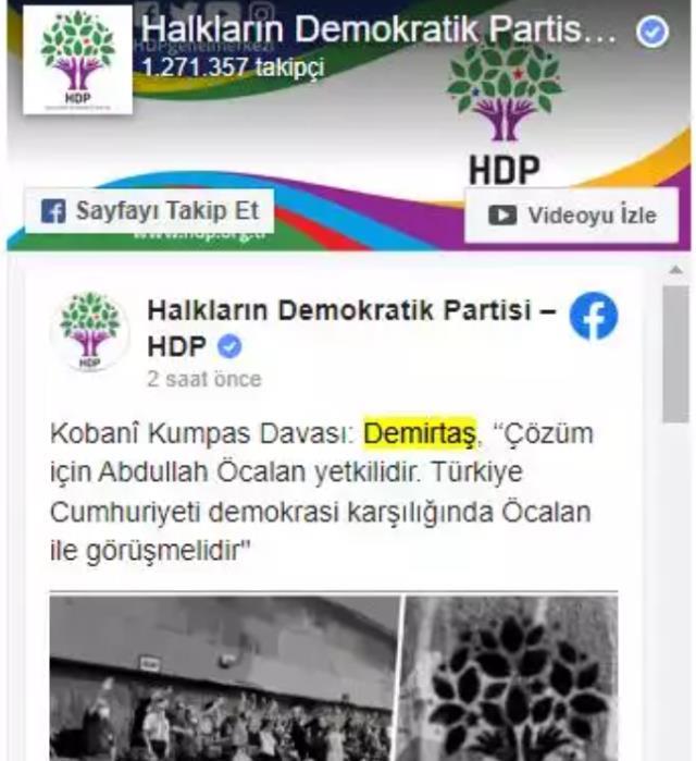 HDP, Demirtaş'ın 'Türkiye Abdullah Öcalan ile görüşmeli' sözlerini önce paylaştı sonra apar topar sildi