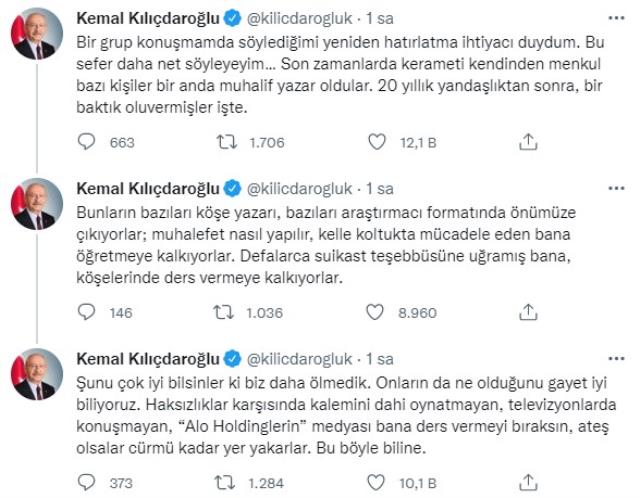 Kılıçdaroğlu, isim vermeden Fatih Altaylı'yı yerden yere vurdu: 'Alo Holdinglerin' medyası bana ders vermeyi bıraksın Kılıçdaroğlu, isim vermeden Fatih Altaylı'yı yerden yere vurdu: 'Alo Holdinglerin' medyası bana ders vermeyi bıraksın