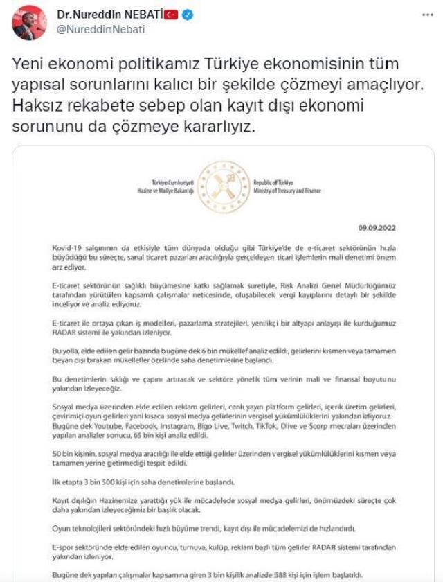 Vergisini ödenmeyen sosyal medya gelirlerine RADAR! Bakan Nebati haksız kazanç elde edenlerin sayısını açıkladı