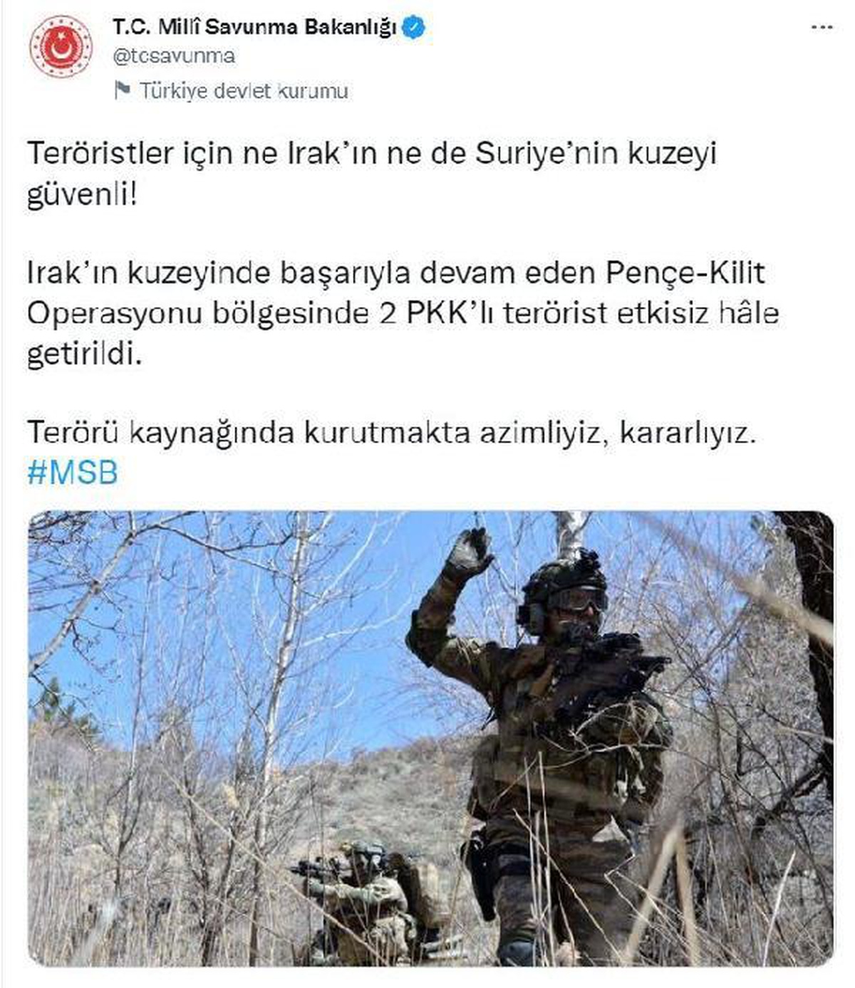 Son dakika haberleri! Kilit Operasyonu bölgesinde PKK\'lı 2 terörist etkisiz hale getirildi