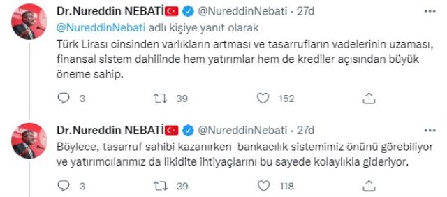 Son Dakika! Hazine ve Maliye Bakanı Nebati: Kur Korumalı Mevduat Uygulaması 1,3 trilyon liralık hacmi geçti Son Dakika! Hazine ve Maliye Bakanı Nebati: Kur Korumalı Mevduat Uygulaması 1,3 trilyon liralık hacmi geçti