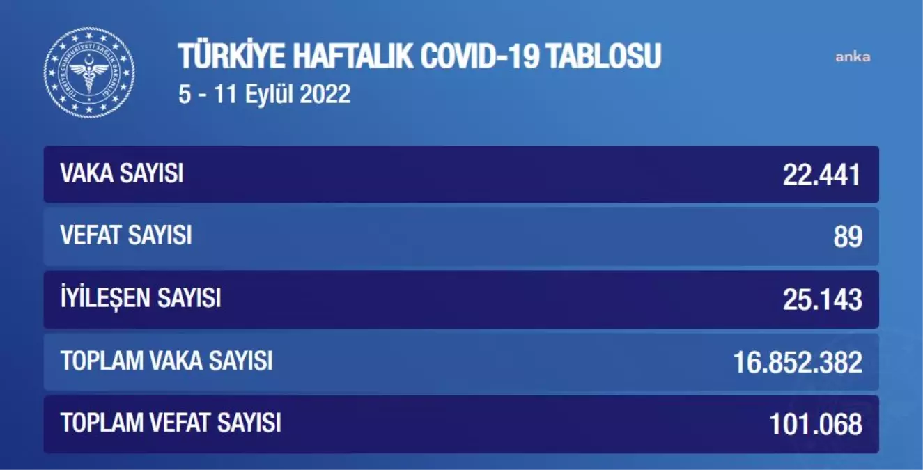 Covid-19\'da 5-11 Eylül Tablosu: 22 Bin 441 Yeni Vaka Tespit Edildi, 89 Kişi Hayatını Kaybetti