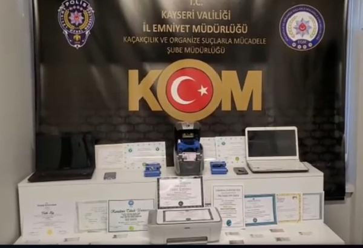 Kayseri merkezli sahte belge operasyonunda 2 zanlı yakalandı