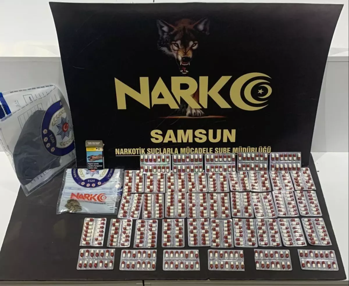 Samsun\'da 593 sentetik hapla yakalanan zanlı tutuklandı