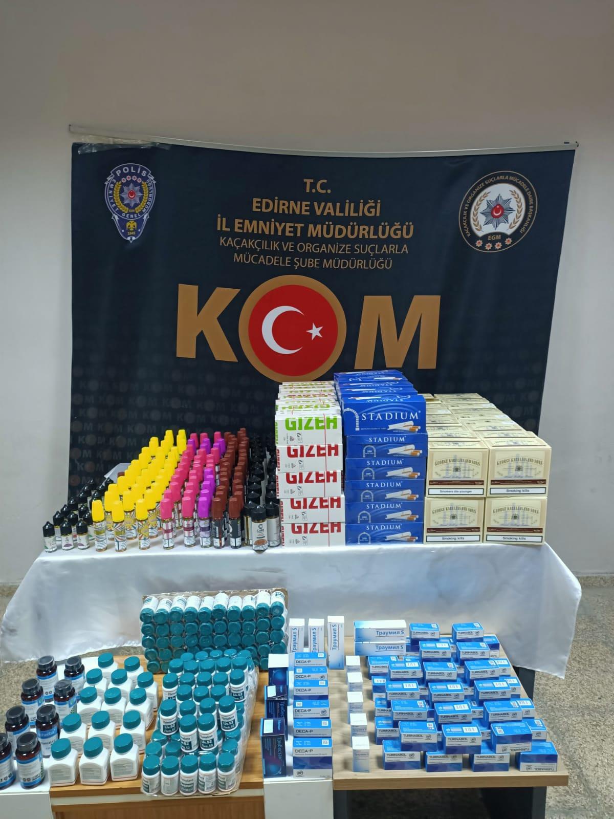 Edirne\'de iş yerinde kaçak tütün ürünleri ele geçirilen şüpheli gözaltına alındı