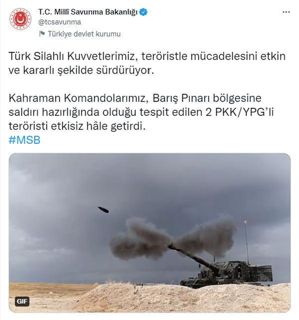 Barış Pınarı bölgesine saldırı hazırlığındaki 2 terörist etkisiz hale getirildi