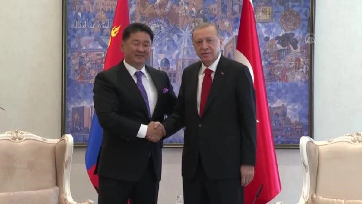 SEMERKANT - Cumhurbaşkanı Erdoğan, Moğolistan Cumhurbaşkanı Ukhnaagiin Khurelsukh ile bir araya geldi