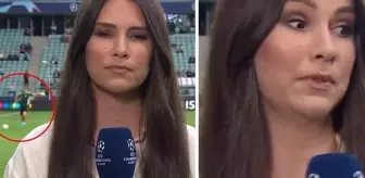 Topu bilerek kadın muhabirin kalçasına attı! O anlar kameraya yansıdı