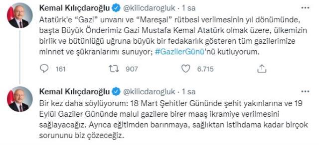 Kılıçdaroğlu: Şehit yakınlarına ve gazilere birer maaş ikramiye verilmesini sağlayacağız Kılıçdaroğlu: Şehit yakınlarına ve gazilere birer maaş ikramiye verilmesini sağlayacağız